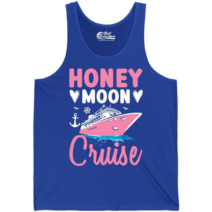 Honeymoon Cruise Shirt - Romantic Nautical Couple Vacation Outfit (Tank Top) in True Royal - Honeymoon Cruise Shirt - Romantic Nautical Hearts Couple Apparel