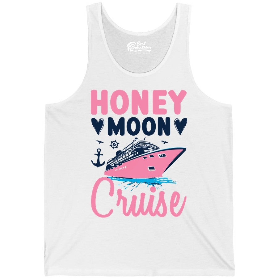 Honeymoon Cruise Shirt - Romantic Nautical Couple Vacation Outfit (Tank Top) in White - Honeymoon Cruise Shirt - Romantic Nautical Hearts Couple Apparel