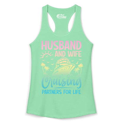 Husband and Wife Cruising Shirt - Romantic Tropical Cruise Apparel (Ladies Tank) in Solid Mint - Husband and Wife Cruising Shirt - Romantic Tropical Sunset Partners
