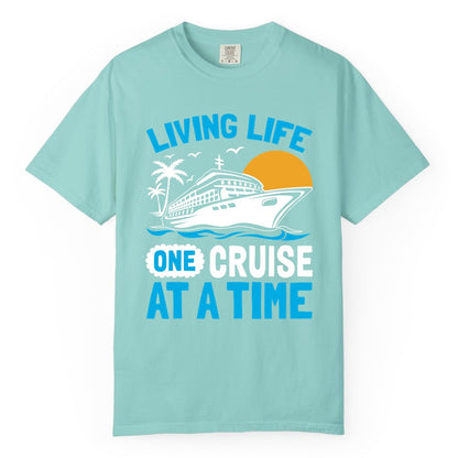Cruise Life Shirt - Tropical Sunset Cruise Ship Vacation Tee (Comfort Color) in Chalky Mint - Cruise Ship Tropical Sunset Shirt - Retro Palm Caribbean Vacation Tee