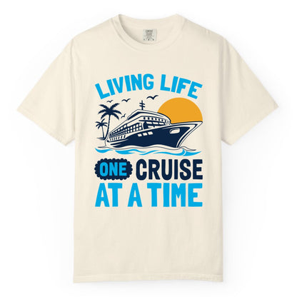 Cruise Life Shirt - Tropical Sunset Cruise Ship Vacation Tee (Comfort Color) in Ivory - Cruise Ship Tropical Sunset Shirt - Retro Palm Caribbean Vacation Tee