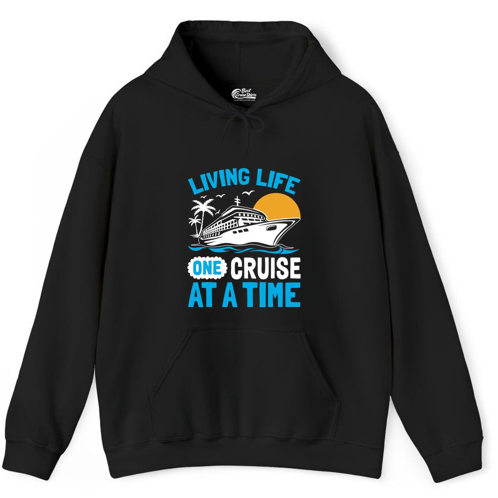 Cruise Life Shirt - Tropical Sunset Cruise Ship Vacation Tee (Hoodie) in Black - Cruise Ship Tropical Sunset Shirt - Retro Palm Caribbean Vacation Tee