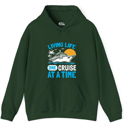 Cruise Life Shirt - Tropical Sunset Cruise Ship Vacation Tee (Hoodie) in Forest Green - Cruise Ship Tropical Sunset Shirt - Retro Palm Caribbean Vacation Tee