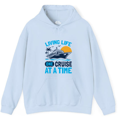 Cruise Life Shirt - Tropical Sunset Cruise Ship Vacation Tee (Hoodie) in Light Blue - Cruise Ship Tropical Sunset Shirt - Retro Palm Caribbean Vacation Tee