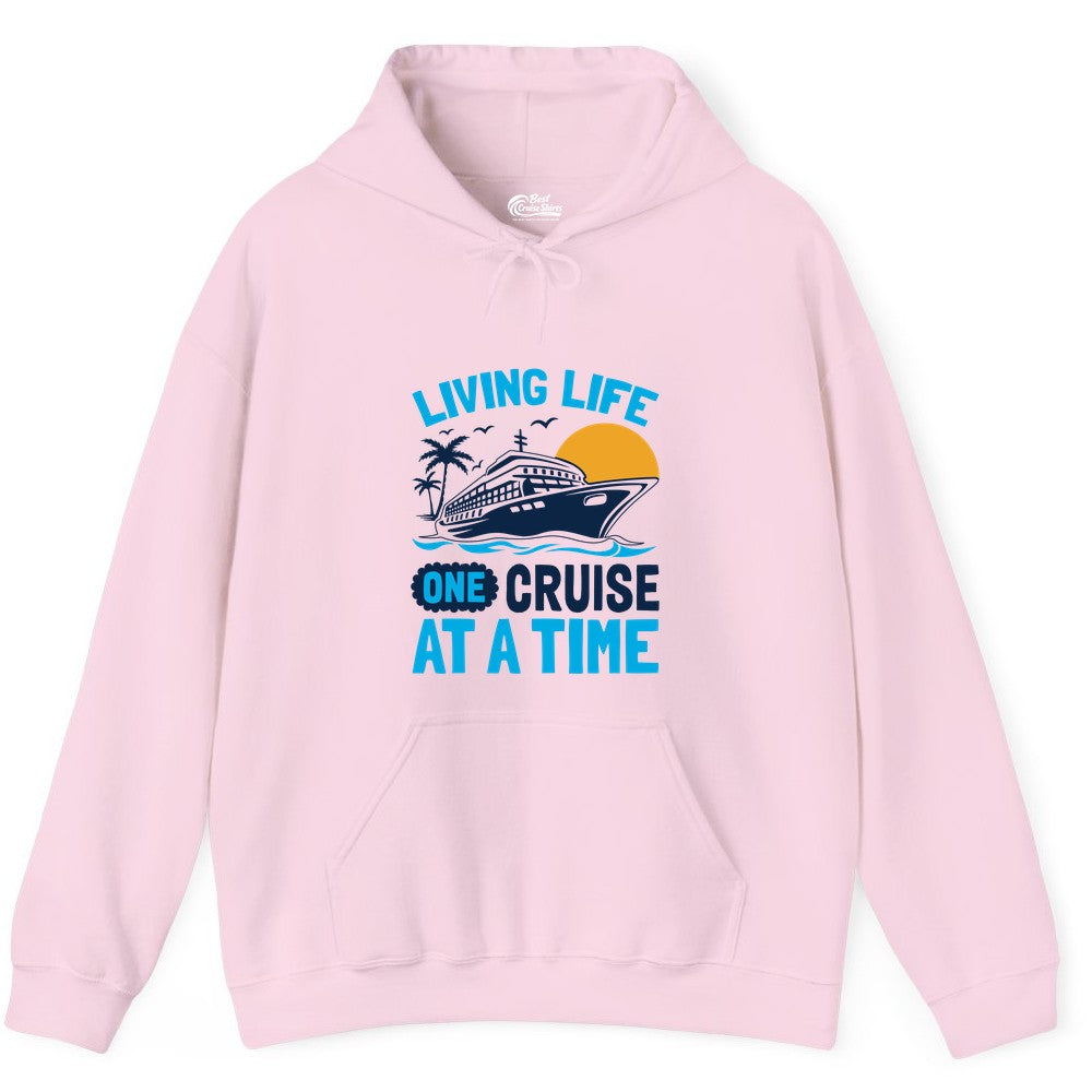 Cruise Life Shirt - Tropical Sunset Cruise Ship Vacation Tee (Hoodie) in Light Pink - Cruise Ship Tropical Sunset Shirt - Retro Palm Caribbean Vacation Tee