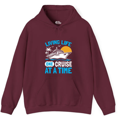 Cruise Life Shirt - Tropical Sunset Cruise Ship Vacation Tee (Hoodie) in Maroon - Cruise Ship Tropical Sunset Shirt - Retro Palm Caribbean Vacation Tee