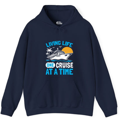 Cruise Life Shirt - Tropical Sunset Cruise Ship Vacation Tee (Hoodie) in Navy - Cruise Ship Tropical Sunset Shirt - Retro Palm Caribbean Vacation Tee