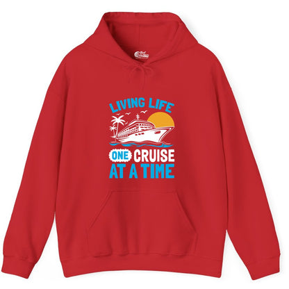 Cruise Life Shirt - Tropical Sunset Cruise Ship Vacation Tee (Hoodie) in Red - Cruise Ship Tropical Sunset Shirt - Retro Palm Caribbean Vacation Tee