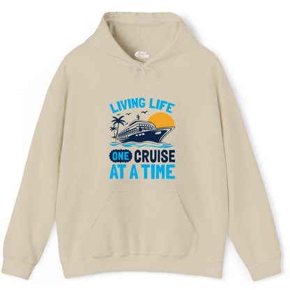 Cruise Life Shirt - Tropical Sunset Cruise Ship Vacation Tee (Hoodie) in Sand - Cruise Ship Tropical Sunset Shirt - Retro Palm Caribbean Vacation Tee