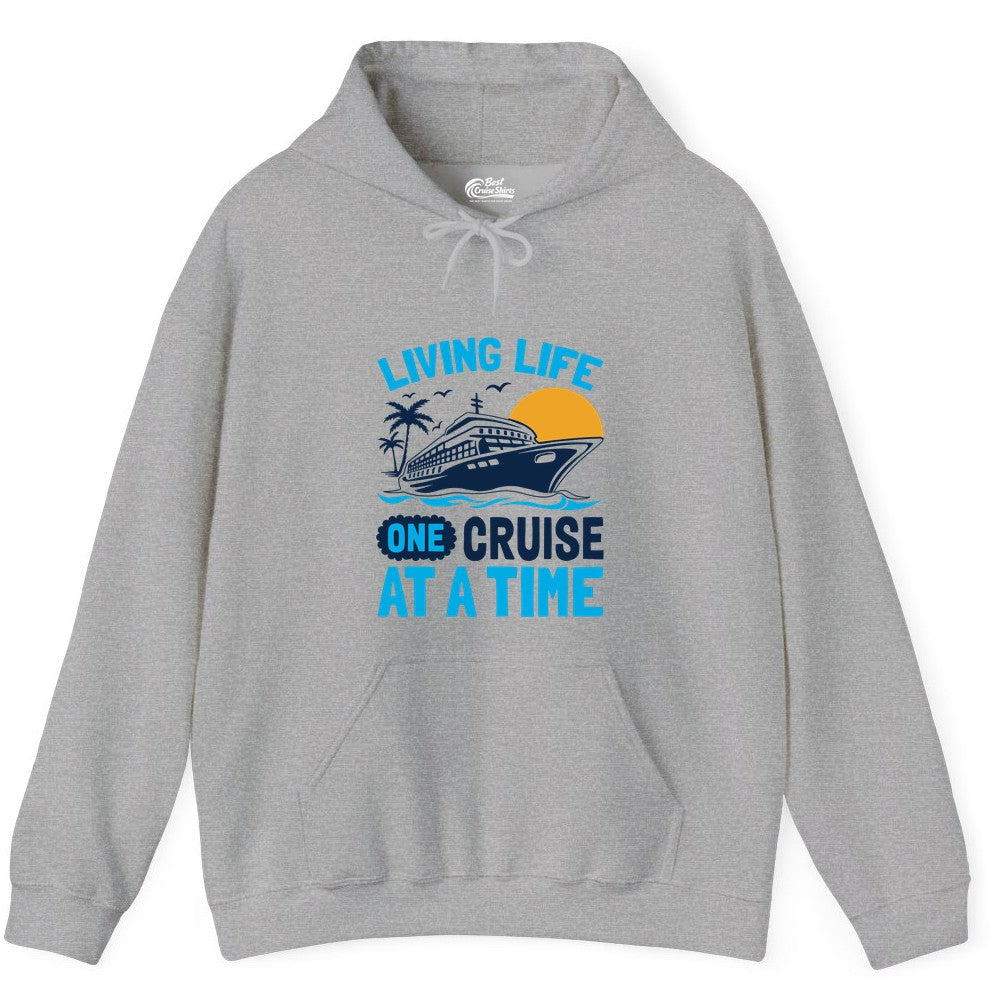 Cruise Life Shirt - Tropical Sunset Cruise Ship Vacation Tee (Hoodie) in Sport Grey - Cruise Ship Tropical Sunset Shirt - Retro Palm Caribbean Vacation Tee
