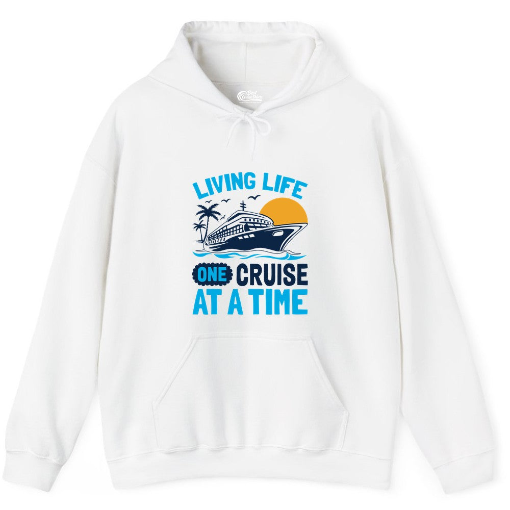 Cruise Life Shirt - Tropical Sunset Cruise Ship Vacation Tee (Hoodie) in White - Cruise Ship Tropical Sunset Shirt - Retro Palm Caribbean Vacation Tee