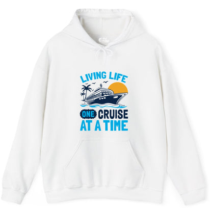 Cruise Life Shirt - Tropical Sunset Cruise Ship Vacation Tee (Hoodie) in White - Cruise Ship Tropical Sunset Shirt - Retro Palm Caribbean Vacation Tee