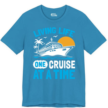 Cruise Life Shirt - Tropical Sunset Cruise Ship Vacation Tee (Premium Tee) in Aqua - Cruise Ship Tropical Sunset Shirt - Retro Palm Caribbean Vacation Tee
