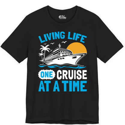 Cruise Life Shirt - Tropical Sunset Cruise Ship Vacation Tee (Premium Tee) in Black - Cruise Ship Tropical Sunset Shirt - Retro Palm Caribbean Vacation Tee