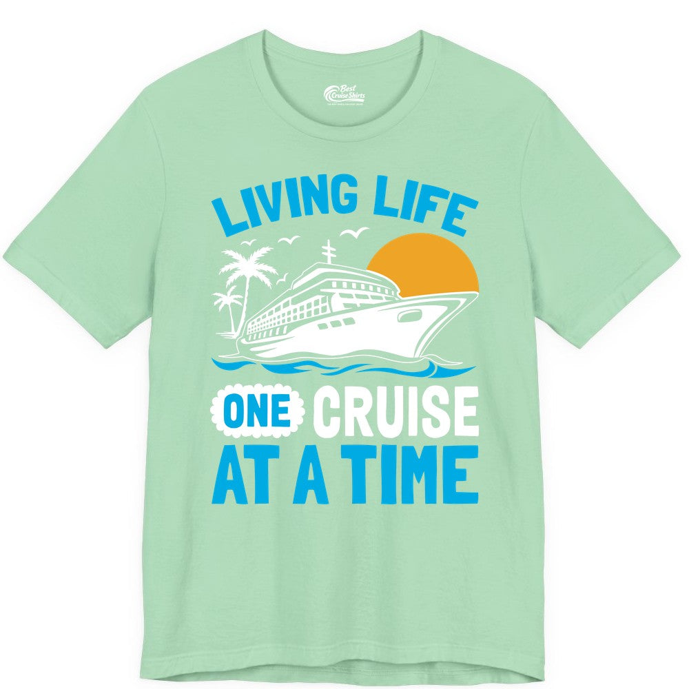 Cruise Life Shirt - Tropical Sunset Cruise Ship Vacation Tee (Premium Tee) in Mint - Cruise Ship Tropical Sunset Shirt - Retro Palm Caribbean Vacation Tee