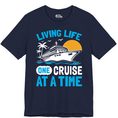 Cruise Life Shirt - Tropical Sunset Cruise Ship Vacation Tee (Premium Tee) in Navy - Cruise Ship Tropical Sunset Shirt - Retro Palm Caribbean Vacation Tee