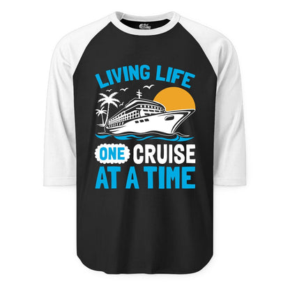Cruise Life Shirt - Tropical Sunset Cruise Ship Vacation Tee (Raglan) in BlackWhite - Cruise Ship Tropical Sunset Shirt - Retro Palm Caribbean Vacation Tee