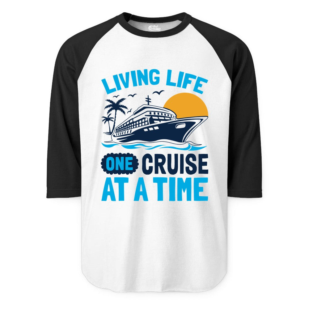 Cruise Life Shirt - Tropical Sunset Cruise Ship Vacation Tee (Raglan) in WhiteBlack - Cruise Ship Tropical Sunset Shirt - Retro Palm Caribbean Vacation Tee