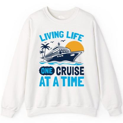 Cruise Life Shirt - Tropical Sunset Cruise Ship Vacation Tee (Sweatshirt) in White - Cruise Ship Tropical Sunset Shirt - Retro Palm Caribbean Vacation Tee