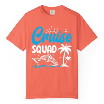 Cruise Squad Shirt - Tropical Group Cruise Tee for Caribbean Trips (Comfort Color) in Bright Salmon - Cruise Squad Shirt - Tropical Group Vacation Nautical Island Design