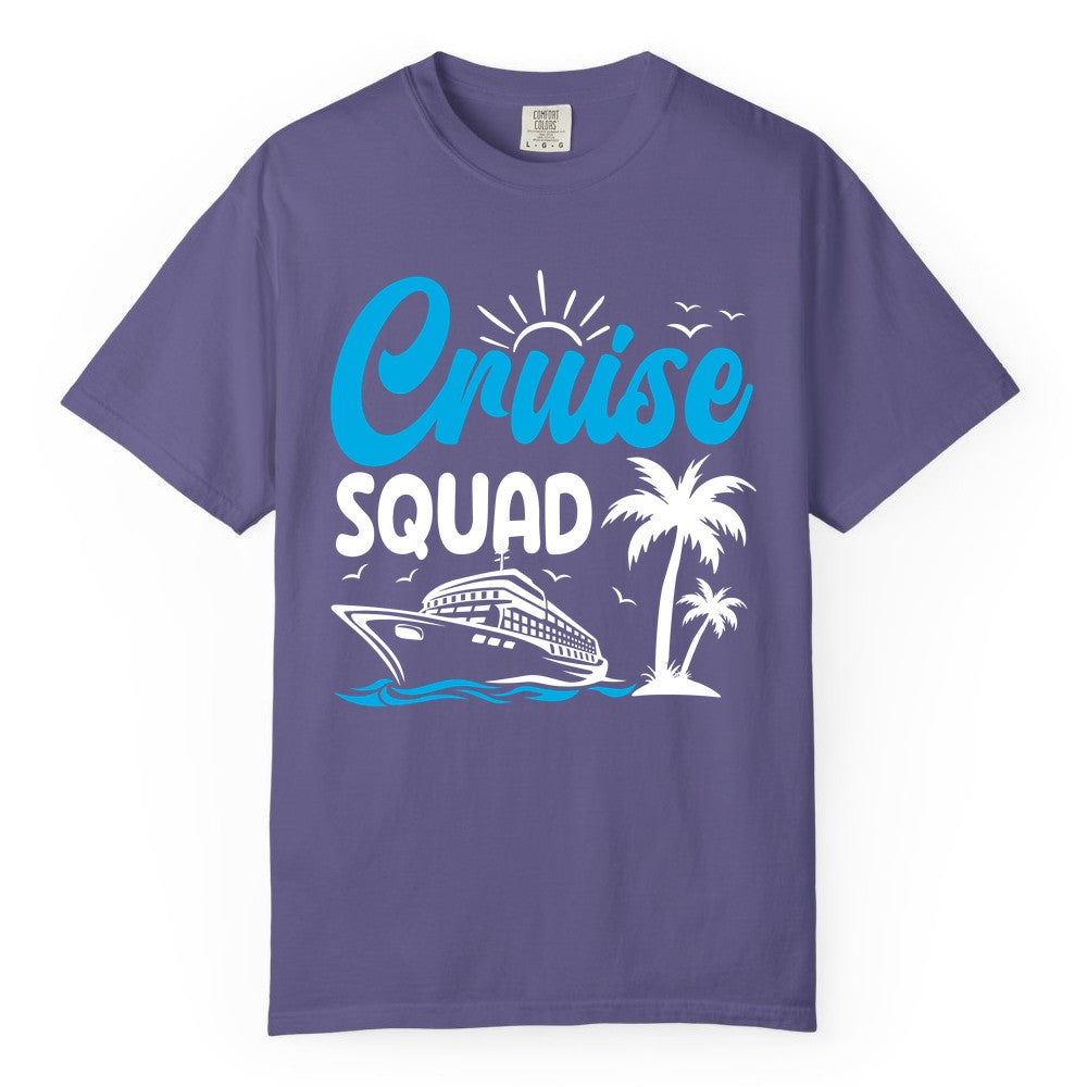 Cruise Squad Shirt - Tropical Group Cruise Tee for Caribbean Trips (Comfort Color) in Grape - Cruise Squad Shirt - Tropical Group Vacation Nautical Island Design
