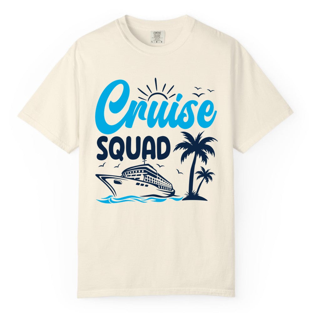 Cruise Squad Shirt - Tropical Group Cruise Tee for Caribbean Trips (Comfort Color) in Ivory - Cruise Squad Shirt - Tropical Group Vacation Nautical Island Design