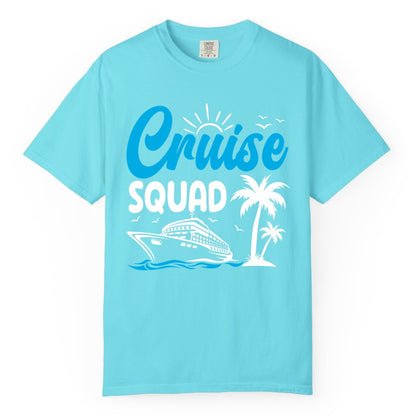 Cruise Squad Shirt - Tropical Group Cruise Tee for Caribbean Trips (Comfort Color) in Lagoon Blue - Cruise Squad Shirt - Tropical Group Vacation Nautical Island Design