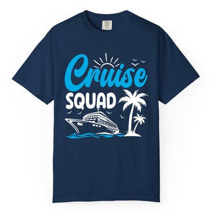 Cruise Squad Shirt - Tropical Group Cruise Tee for Caribbean Trips (Comfort Color) in Navy - Cruise Squad Shirt - Tropical Group Vacation Nautical Island Design
