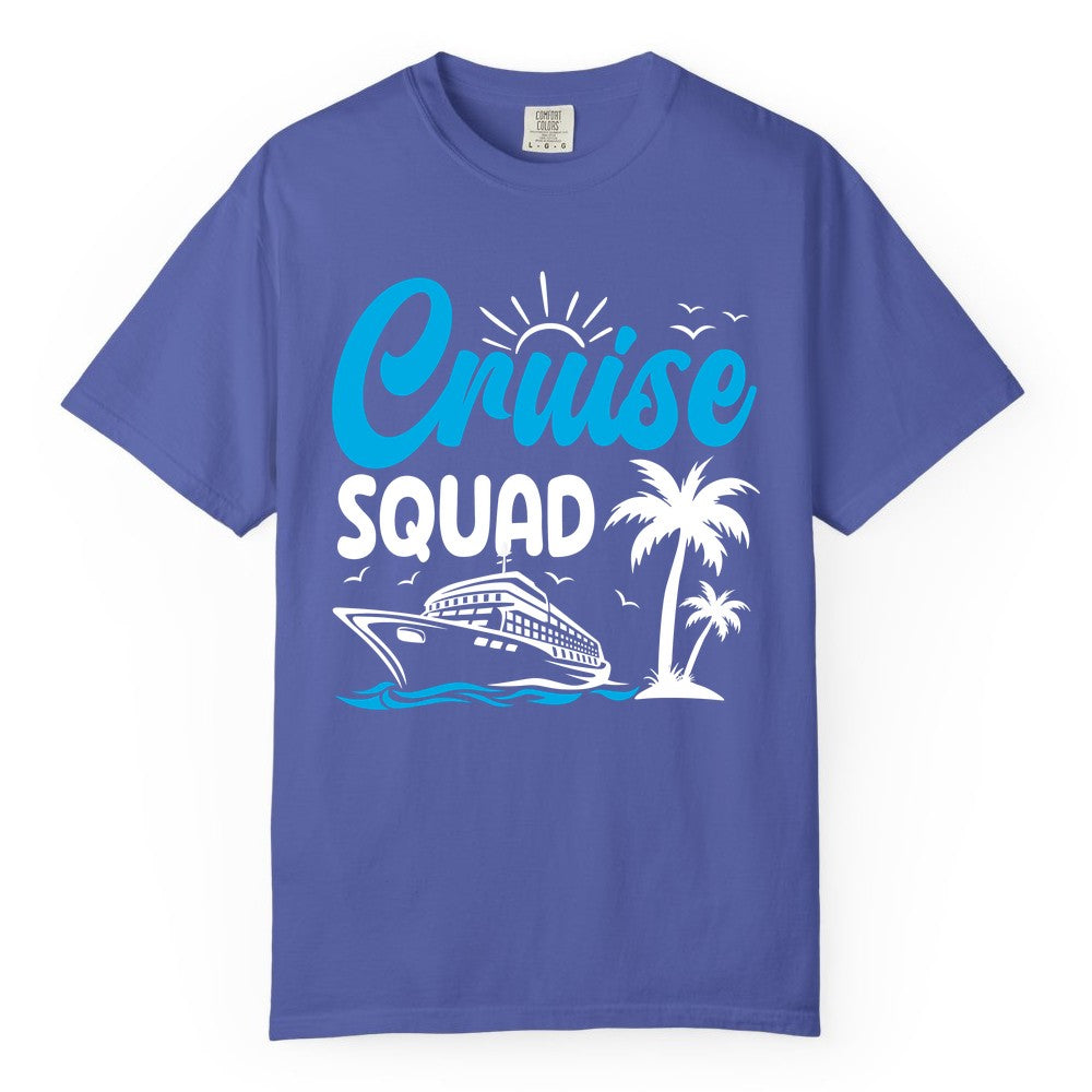 Cruise Squad Shirt - Tropical Group Cruise Tee for Caribbean Trips (Comfort Color) in Periwinkle - Cruise Squad Shirt - Tropical Group Vacation Nautical Island Design