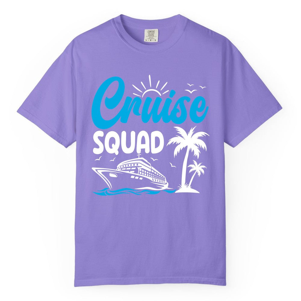Cruise Squad Shirt - Tropical Group Cruise Tee for Caribbean Trips (Comfort Color) in Violet - Cruise Squad Shirt - Tropical Group Vacation Nautical Island Design