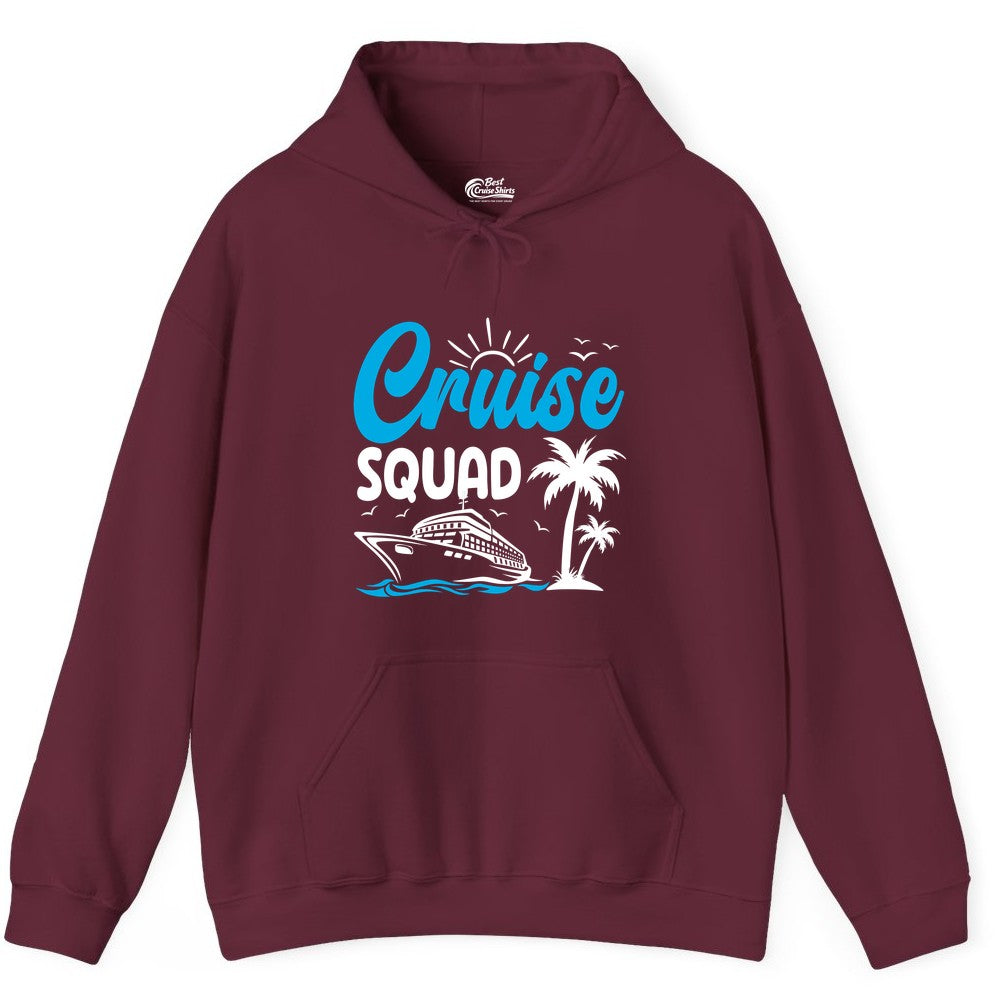 Cruise Squad Shirt - Tropical Group Cruise Tee for Caribbean Trips (Hoodie) in Maroon - Cruise Squad Shirt - Tropical Group Vacation Nautical Island Design