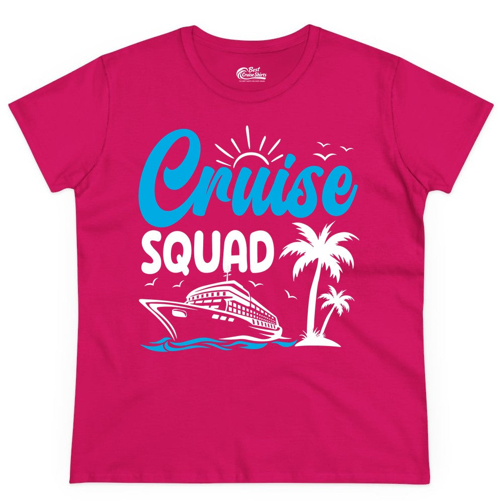 Cruise Squad Shirt - Tropical Group Cruise Tee for Caribbean Trips (Ladies Tee) in Heliconia - Cruise Squad Shirt - Tropical Group Vacation Nautical Island Design
