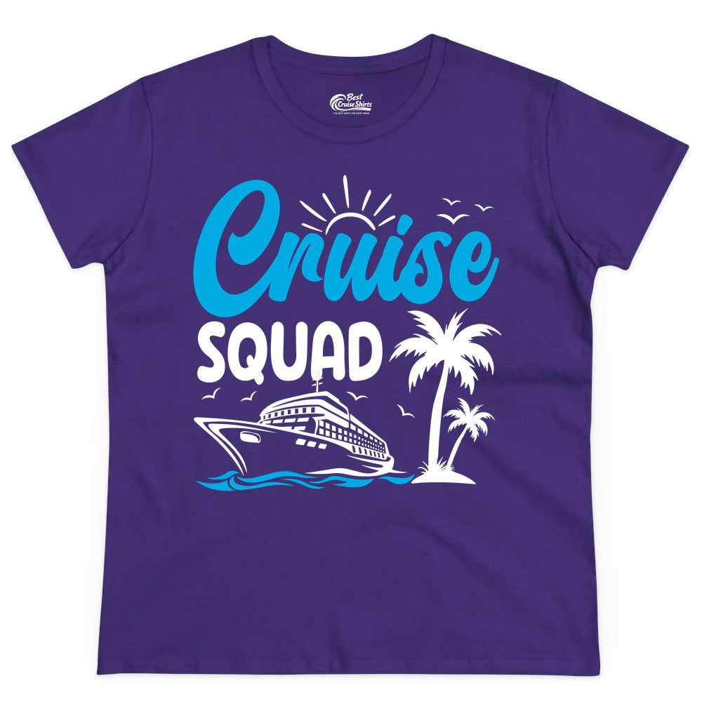 Cruise Squad Shirt - Tropical Group Cruise Tee for Caribbean Trips (Ladies Tee) in Purple - Cruise Squad Shirt - Tropical Group Vacation Nautical Island Design