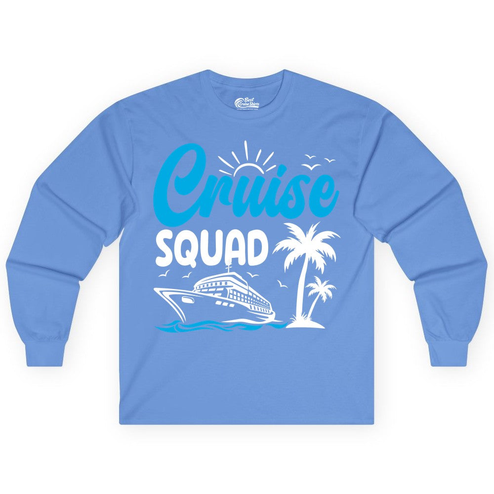 Cruise Squad Shirt - Tropical Group Cruise Tee for Caribbean Trips (Long Sleeve) in Carolina Blue - Cruise Squad Shirt - Tropical Group Vacation Nautical Island Design