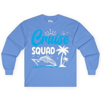 Cruise Squad Shirt - Tropical Group Cruise Tee for Caribbean Trips (Long Sleeve) in Carolina Blue - Cruise Squad Shirt - Tropical Group Vacation Nautical Island Design