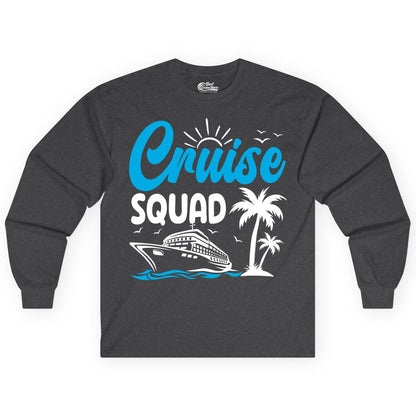 Cruise Squad Shirt - Tropical Group Cruise Tee for Caribbean Trips (Long Sleeve) in Dark Heather - Cruise Squad Shirt - Tropical Group Vacation Nautical Island Design