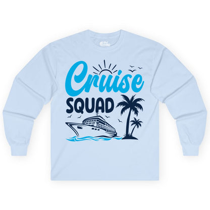 Cruise Squad Shirt - Tropical Group Cruise Tee for Caribbean Trips (Long Sleeve) in Light Blue - Cruise Squad Shirt - Tropical Group Vacation Nautical Island Design