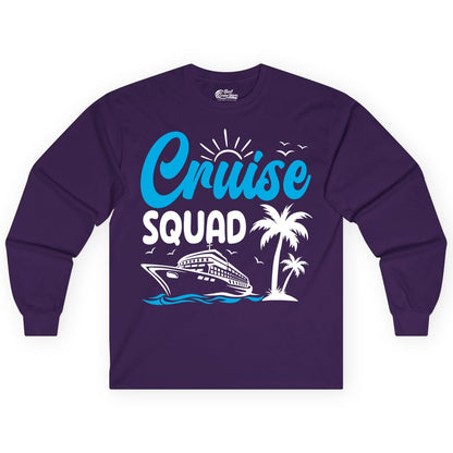 Cruise Squad Shirt - Tropical Group Cruise Tee for Caribbean Trips (Long Sleeve) in Purple - Cruise Squad Shirt - Tropical Group Vacation Nautical Island Design