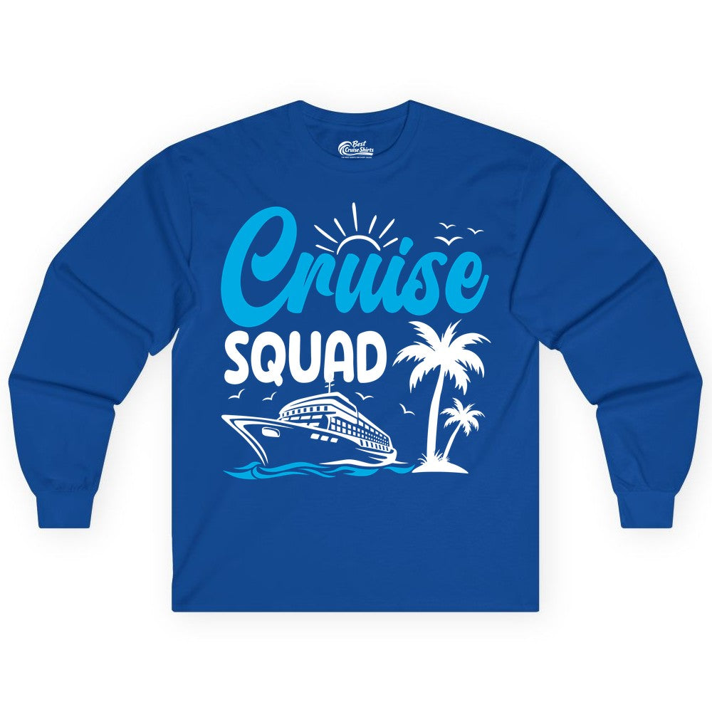 Cruise Squad Shirt - Tropical Group Cruise Tee for Caribbean Trips (Long Sleeve) in Royal - Cruise Squad Shirt - Tropical Group Vacation Nautical Island Design