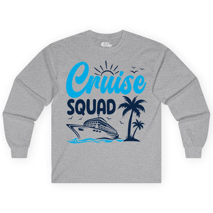 Cruise Squad Shirt - Tropical Group Cruise Tee for Caribbean Trips (Long Sleeve) in Sport Grey - Cruise Squad Shirt - Tropical Group Vacation Nautical Island Design