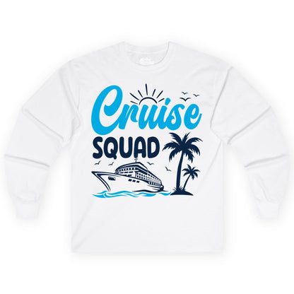 Cruise Squad Shirt - Tropical Group Cruise Tee for Caribbean Trips (Long Sleeve) in White - Cruise Squad Shirt - Tropical Group Vacation Nautical Island Design