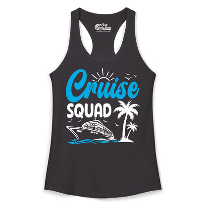 Cruise Squad Shirt - Tropical Group Cruise Tee for Caribbean Trips (Ladies Tank) in Black - Cruise Squad Shirt - Tropical Group Vacation Nautical Island Design