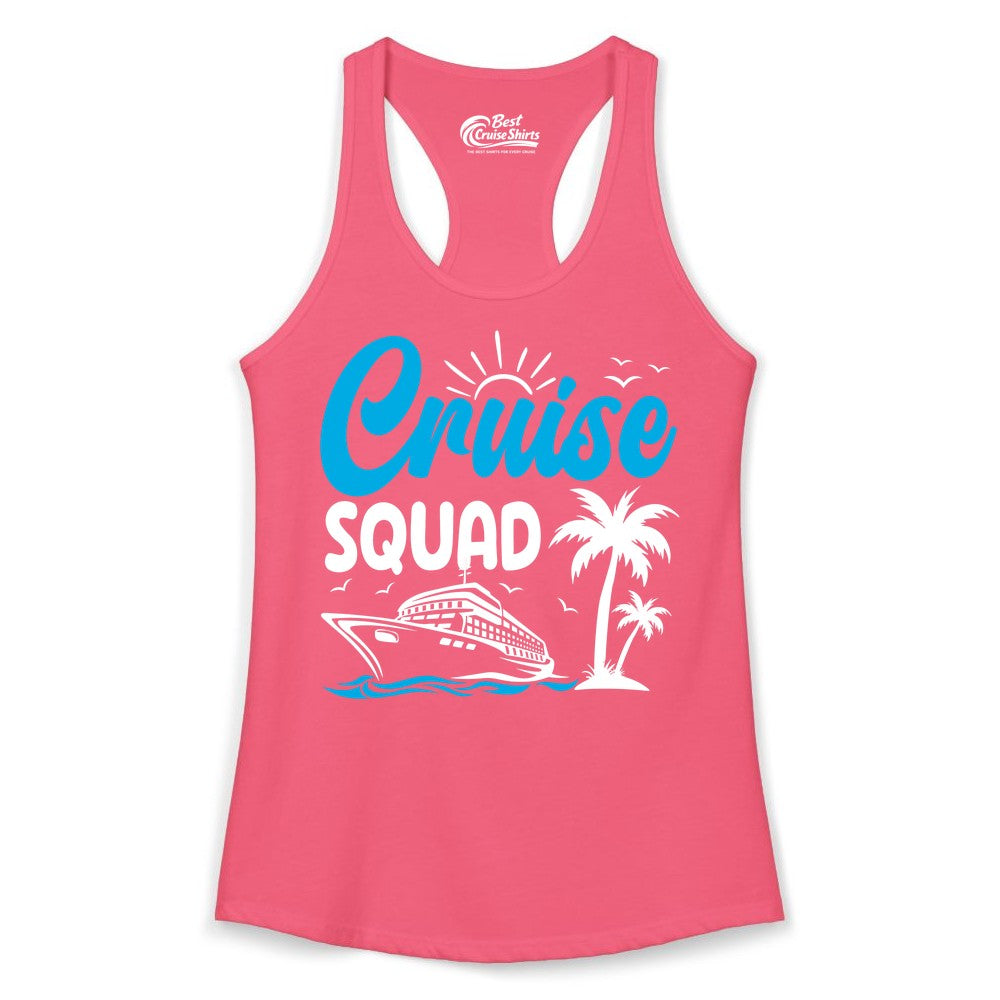 Cruise Squad Shirt - Tropical Group Cruise Tee for Caribbean Trips (Ladies Tank) in Hot Pink - Cruise Squad Shirt - Tropical Group Vacation Nautical Island Design