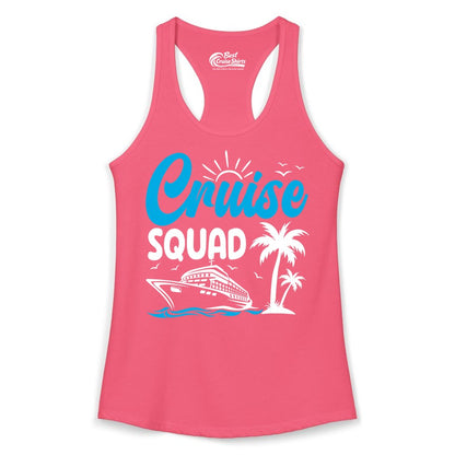 Cruise Squad Shirt - Tropical Group Cruise Tee for Caribbean Trips (Ladies Tank) in Hot Pink - Cruise Squad Shirt - Tropical Group Vacation Nautical Island Design