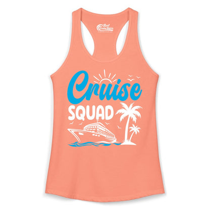 Cruise Squad Shirt - Tropical Group Cruise Tee for Caribbean Trips (Ladies Tank) in Solid Light Orange - Cruise Squad Shirt - Tropical Group Vacation Nautical Island Design