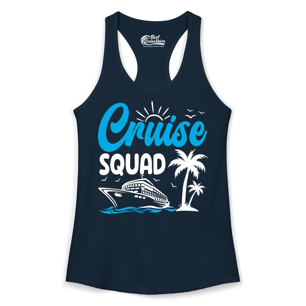 Cruise Squad Shirt - Tropical Group Cruise Tee for Caribbean Trips (Ladies Tank) in Solid Midnight Navy - Cruise Squad Shirt - Tropical Group Vacation Nautical Island Design