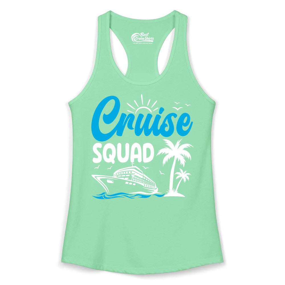 Cruise Squad Shirt - Tropical Group Cruise Tee for Caribbean Trips (Ladies Tank) in Solid Mint - Cruise Squad Shirt - Tropical Group Vacation Nautical Island Design