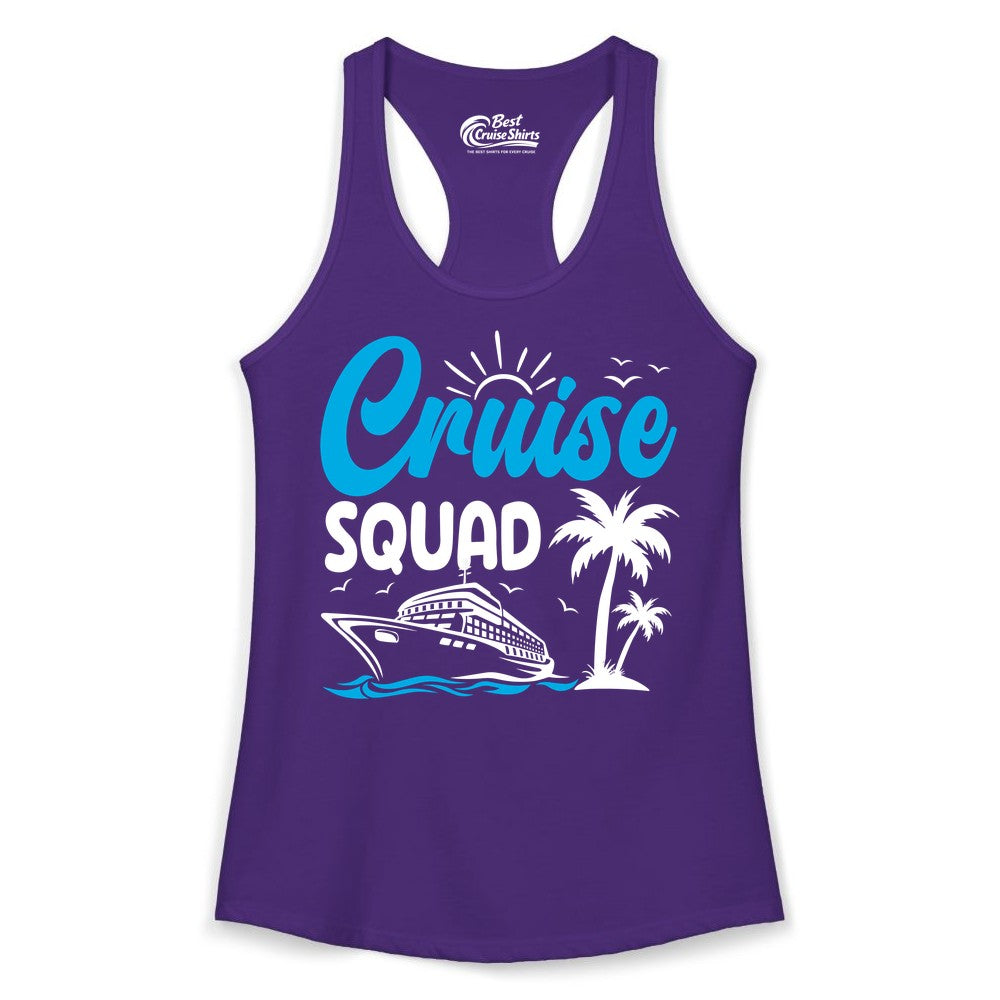 Cruise Squad Shirt - Tropical Group Cruise Tee for Caribbean Trips (Ladies Tank) in Solid Purple Rush - Cruise Squad Shirt - Tropical Group Vacation Nautical Island Design