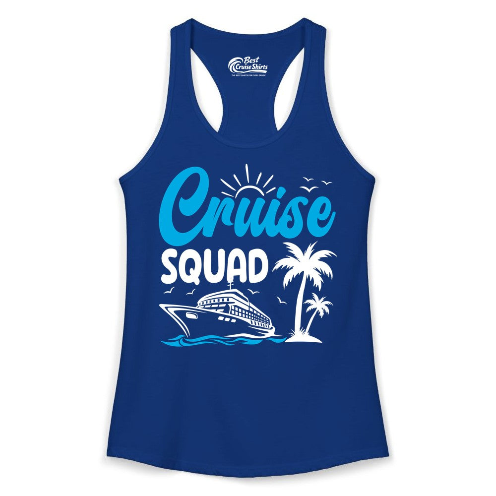 Cruise Squad Shirt - Tropical Group Cruise Tee for Caribbean Trips (Ladies Tank) in Solid Royal - Cruise Squad Shirt - Tropical Group Vacation Nautical Island Design