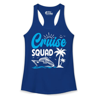 Cruise Squad Shirt - Tropical Group Cruise Tee for Caribbean Trips (Ladies Tank) in Solid Royal - Cruise Squad Shirt - Tropical Group Vacation Nautical Island Design
